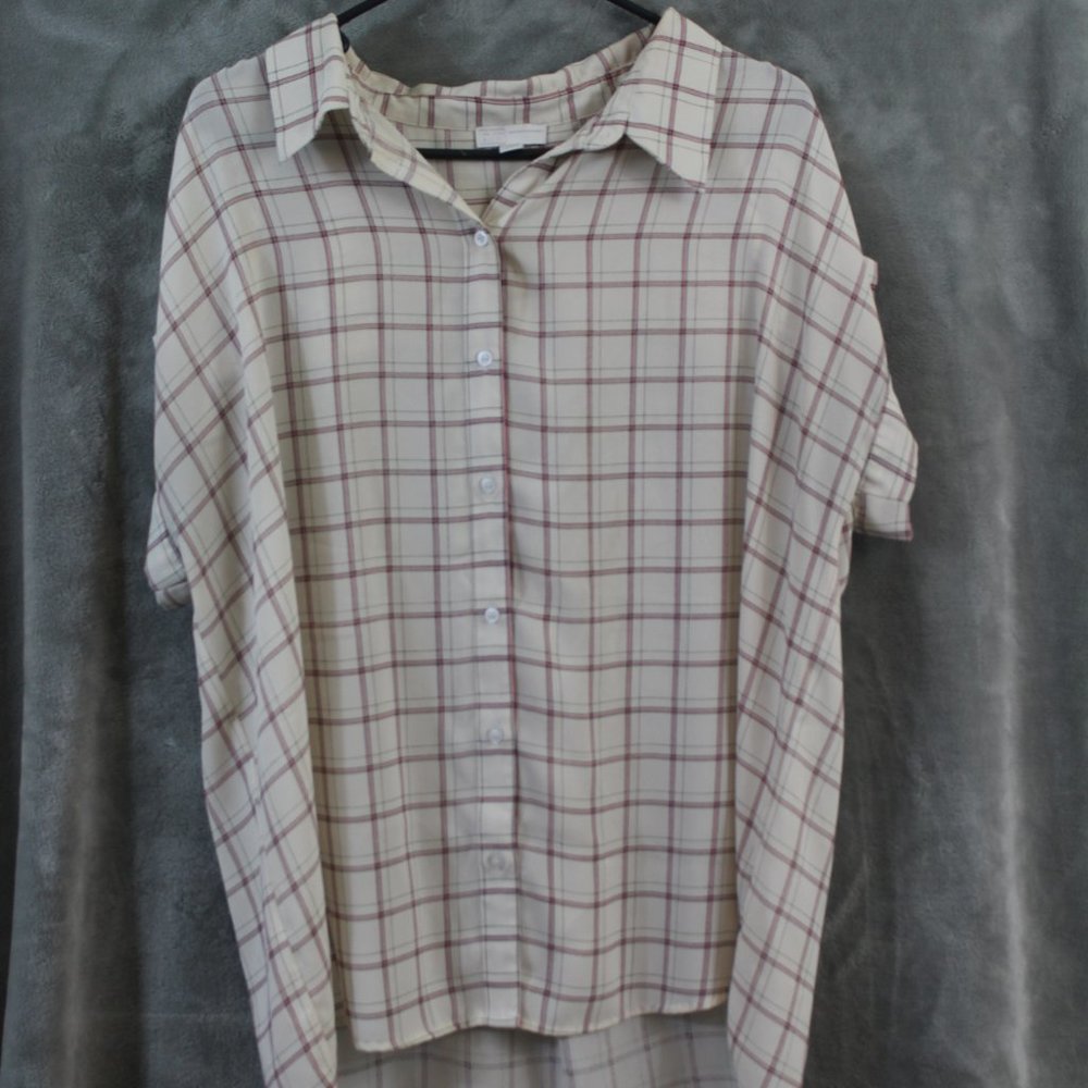 14th & Union Plaid viscose button-down shirt size L